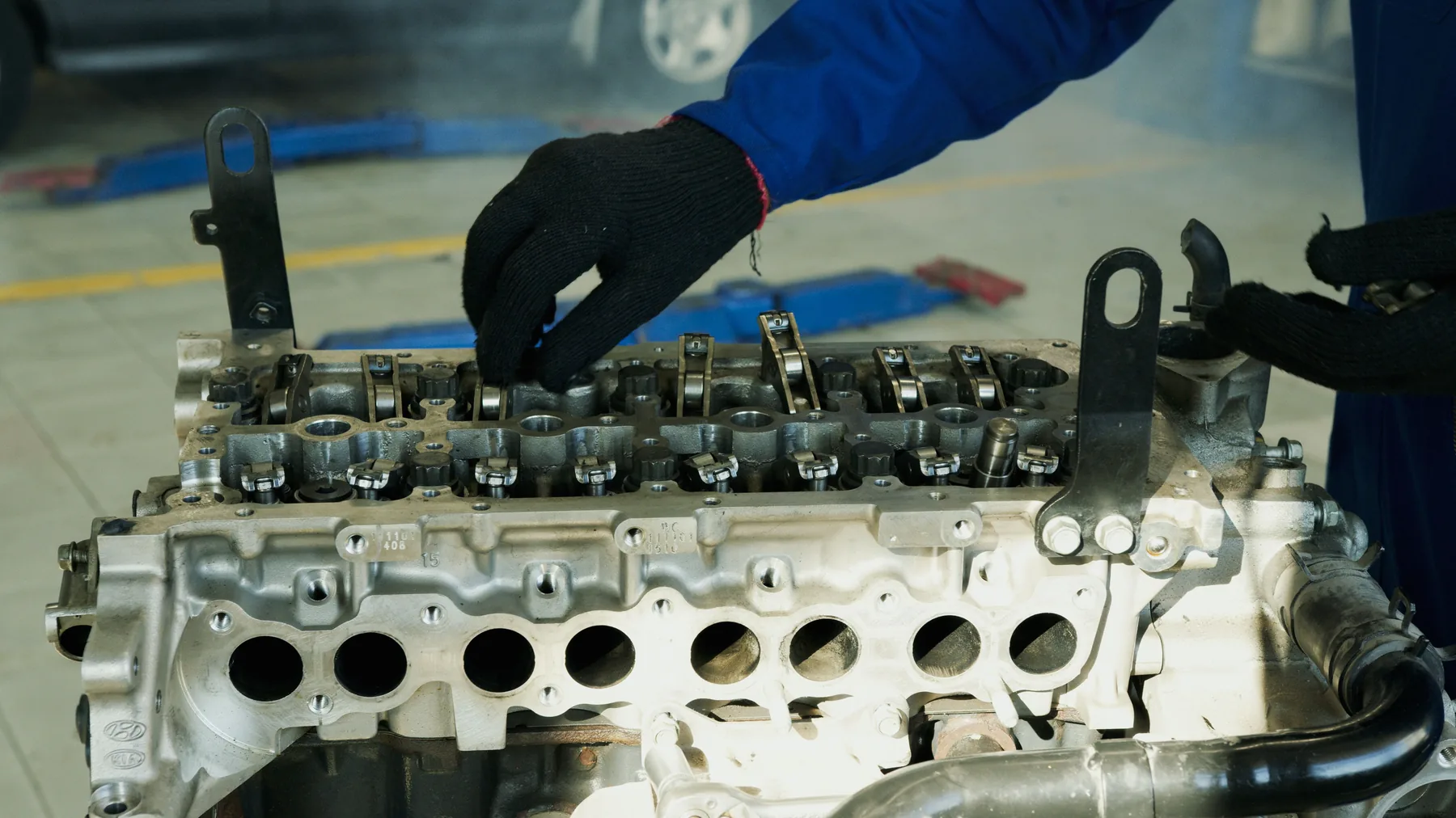 Mechanic working on an engine